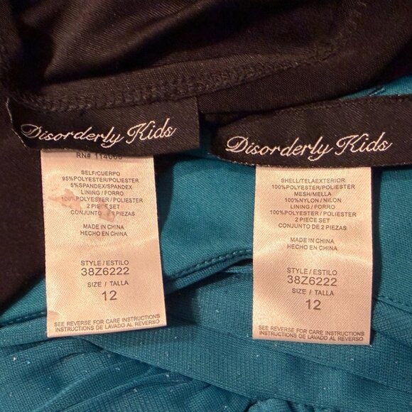 Sparkling Teal Ombre Dress with Black Shrug by Disorderly Kids - Size 12 - Picture 6 of 6